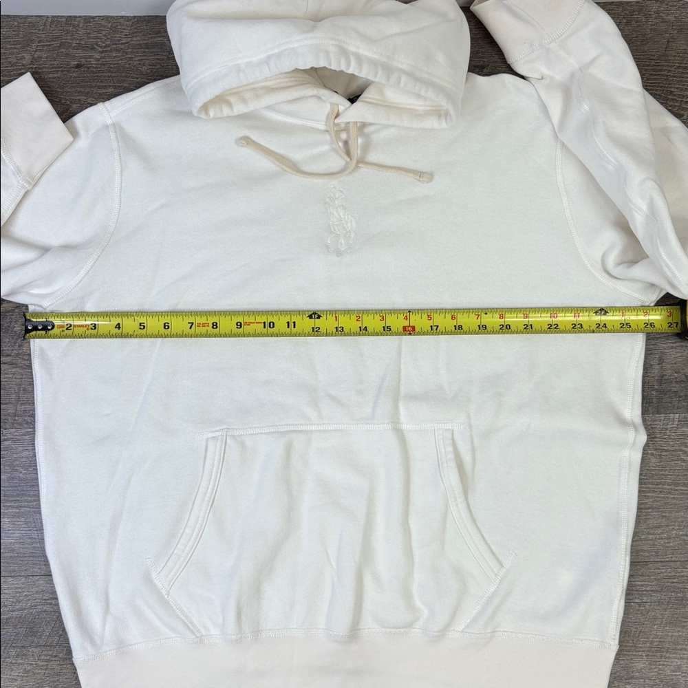 Polo Ralph Lauren Cream Embroidered Big Pony Logo Hoodie – Men’s XL - Picture 10 of 12